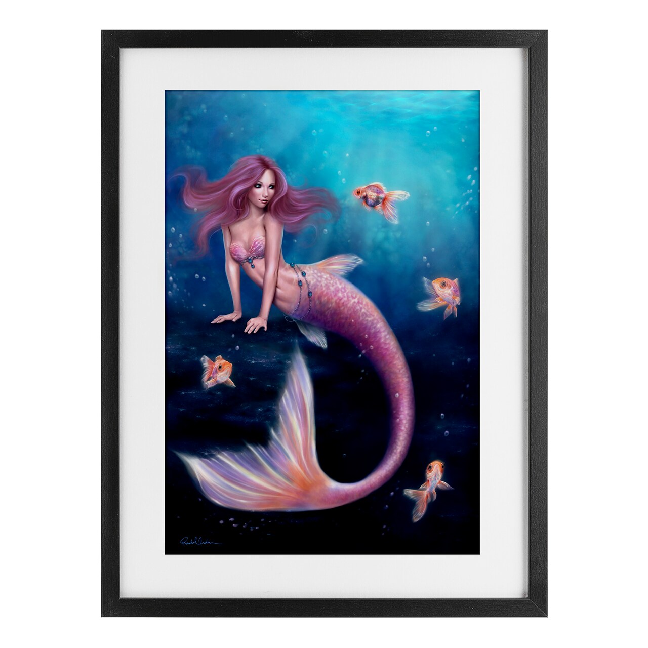 Stupell Industries Aurelia Mermaid & Fish Framed Print Under Glass, design by Rachel Anderson